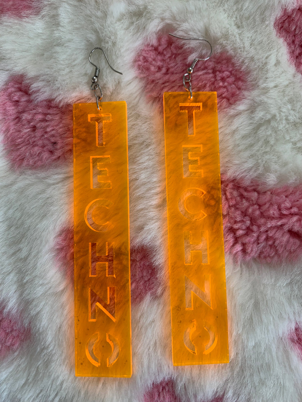 Medium Orange Techno Earrings