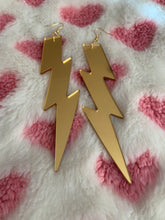 Load image into Gallery viewer, Large Gold Bolt Earrings
