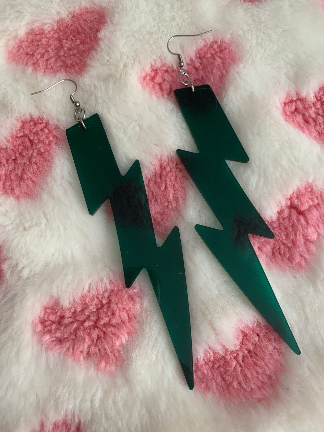 Large Forest Green Bolt Earrings