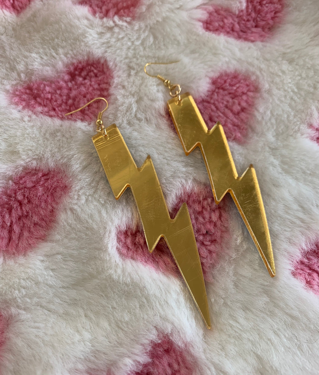 Medium Mirrored Gold Bolt Earrings