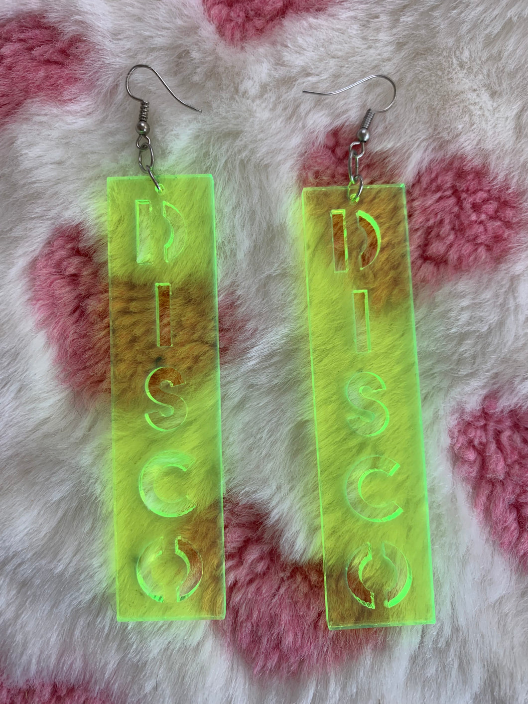 Medium Neon Green Disco Earrings