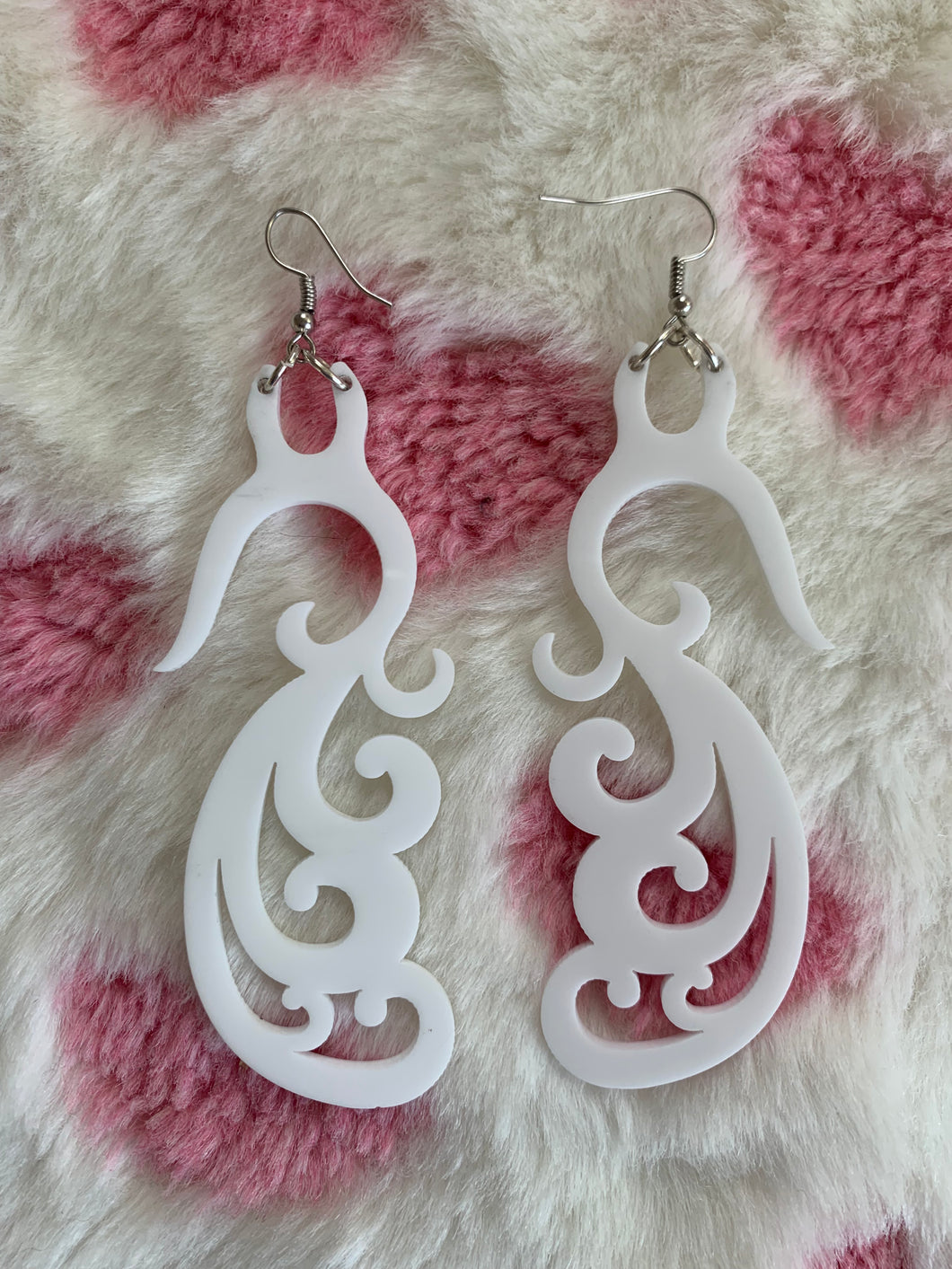 White Tribal Earrings
