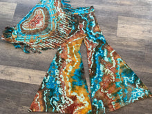 Load image into Gallery viewer, 2XL Handmade Bell Bottoms &amp; Jerry Bear Fringed Bandanna top Set
