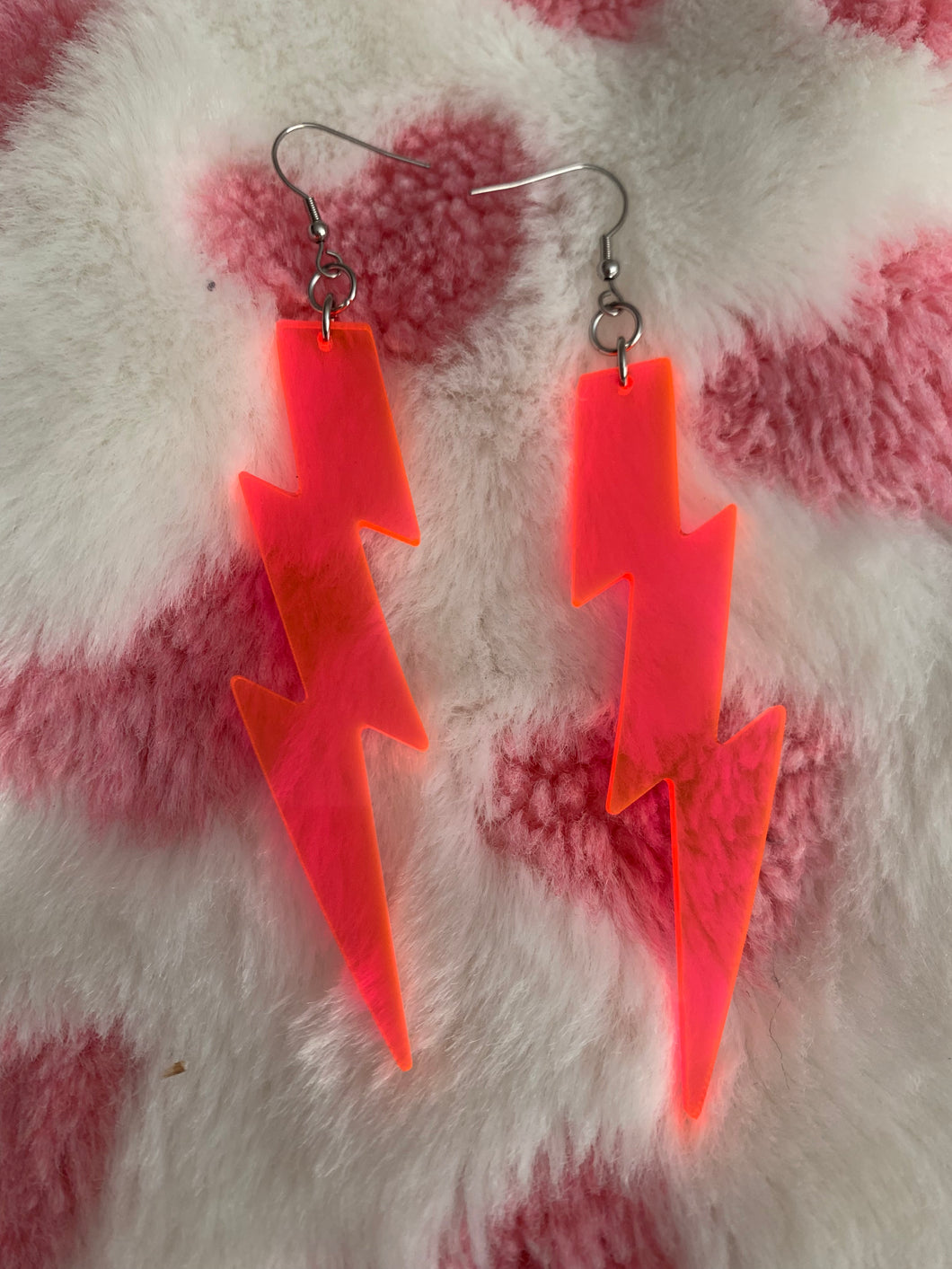 Medium Neon Pink Bolt Earrings
