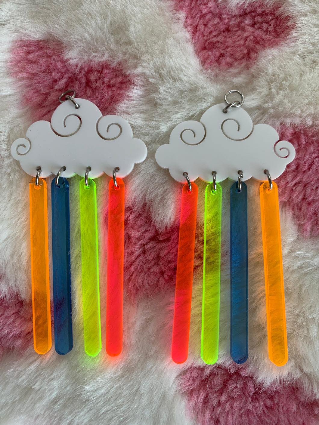 Rainbow & Cloud Earrings Pierced