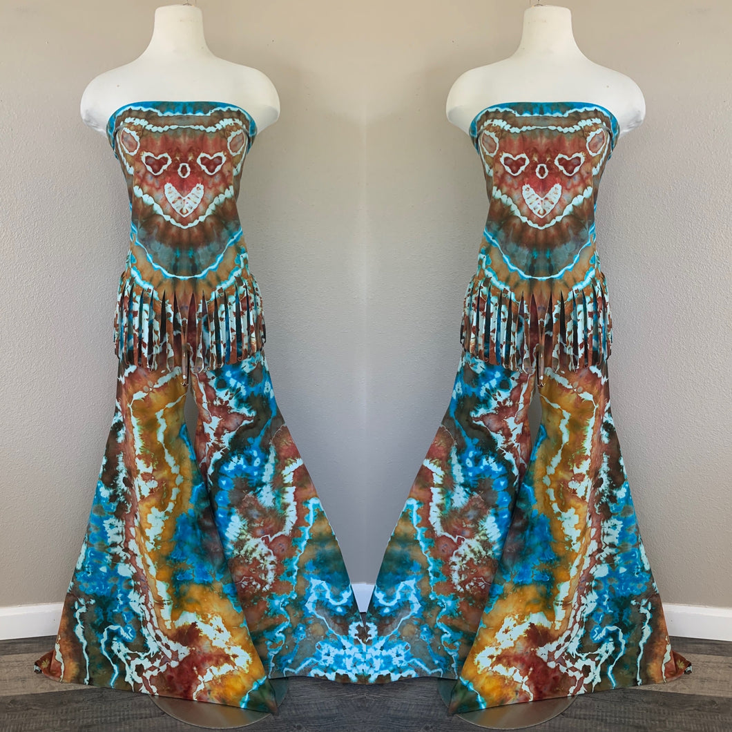 2XL Handmade Bell Bottoms & Jerry Bear Fringed Bandanna top Set