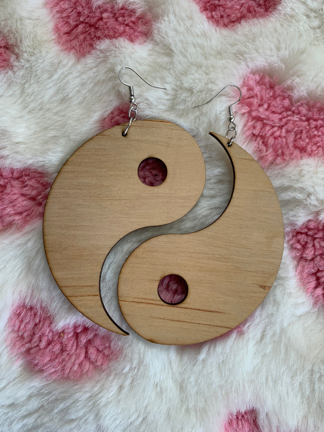 Wooden Yin Yang  Earrings