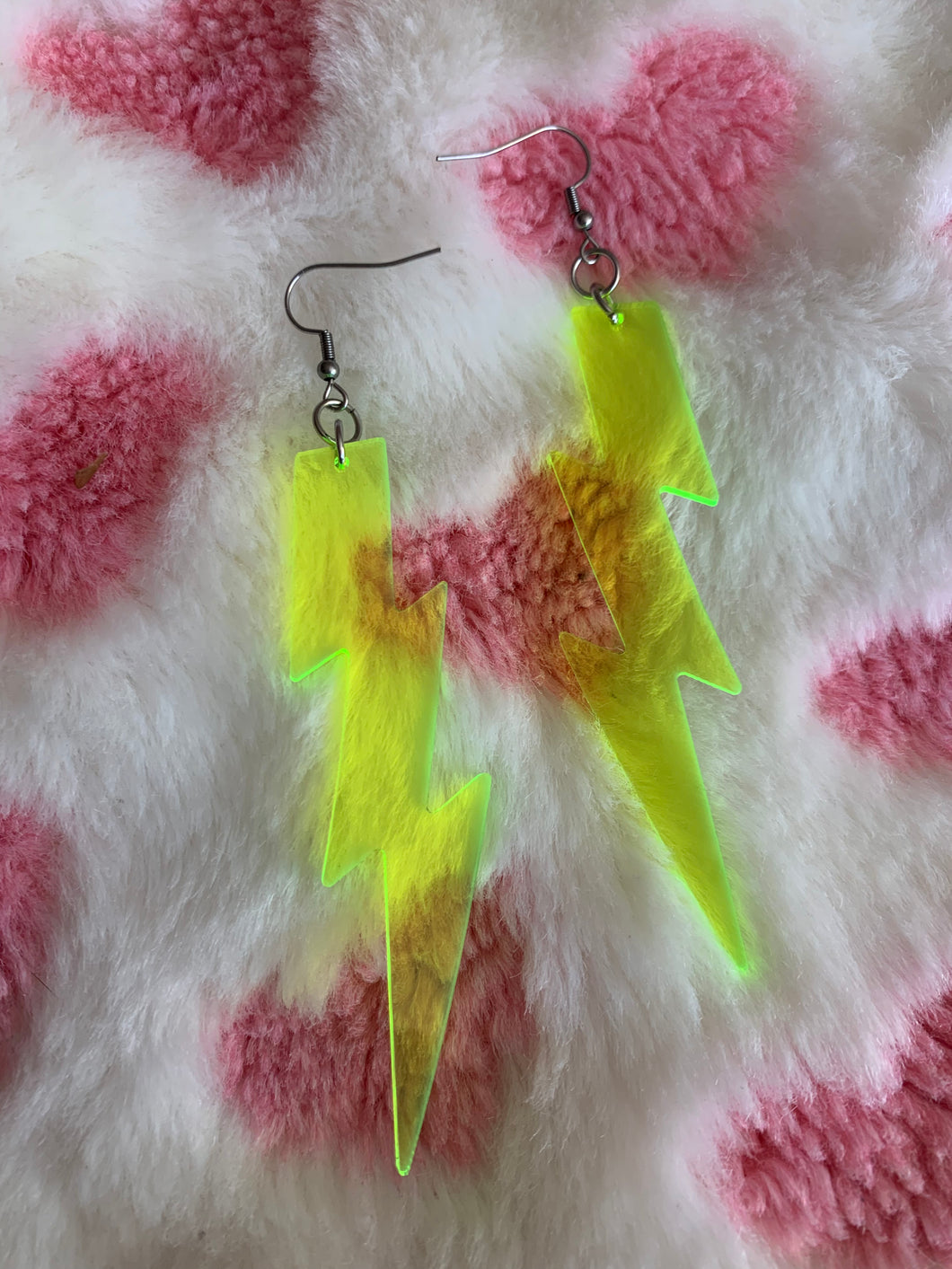 Medium Neon Green Bolt Earrings