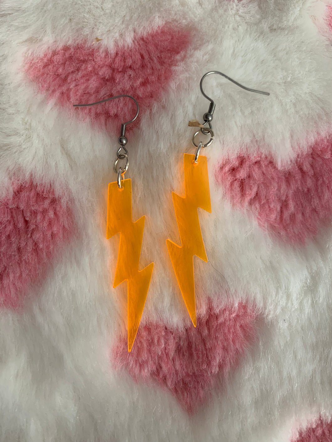 Small Orange Bolt Earrings